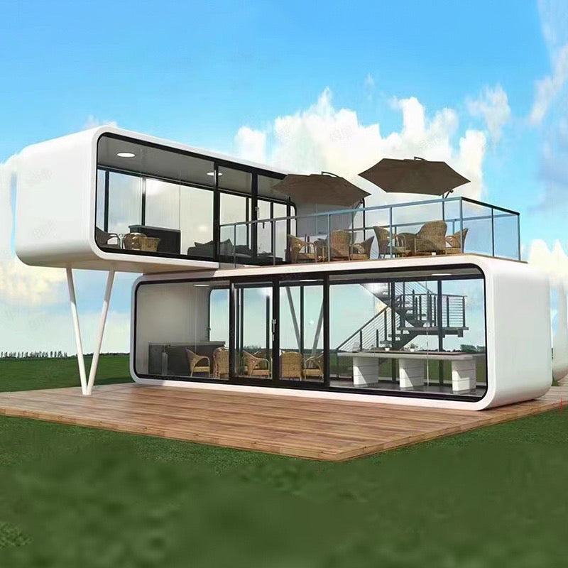 Casa móvil modular prefabricada de 20 pies y sala de sol de lujo con vista al mar, sala de playa, cabina de manzana, bar, oficina (C7)