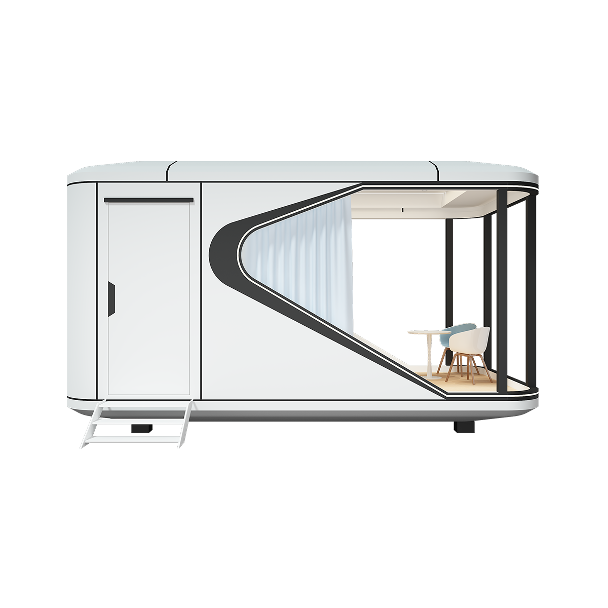 Casa móvil de lujo con forma de cápsula espacial, cama de hotel, contenedor modular prefabricado, habitación pequeña tipo cápsula con cocina y baño (PX3)